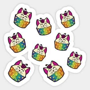 Cloud of Rainbow Catcakes Sticker